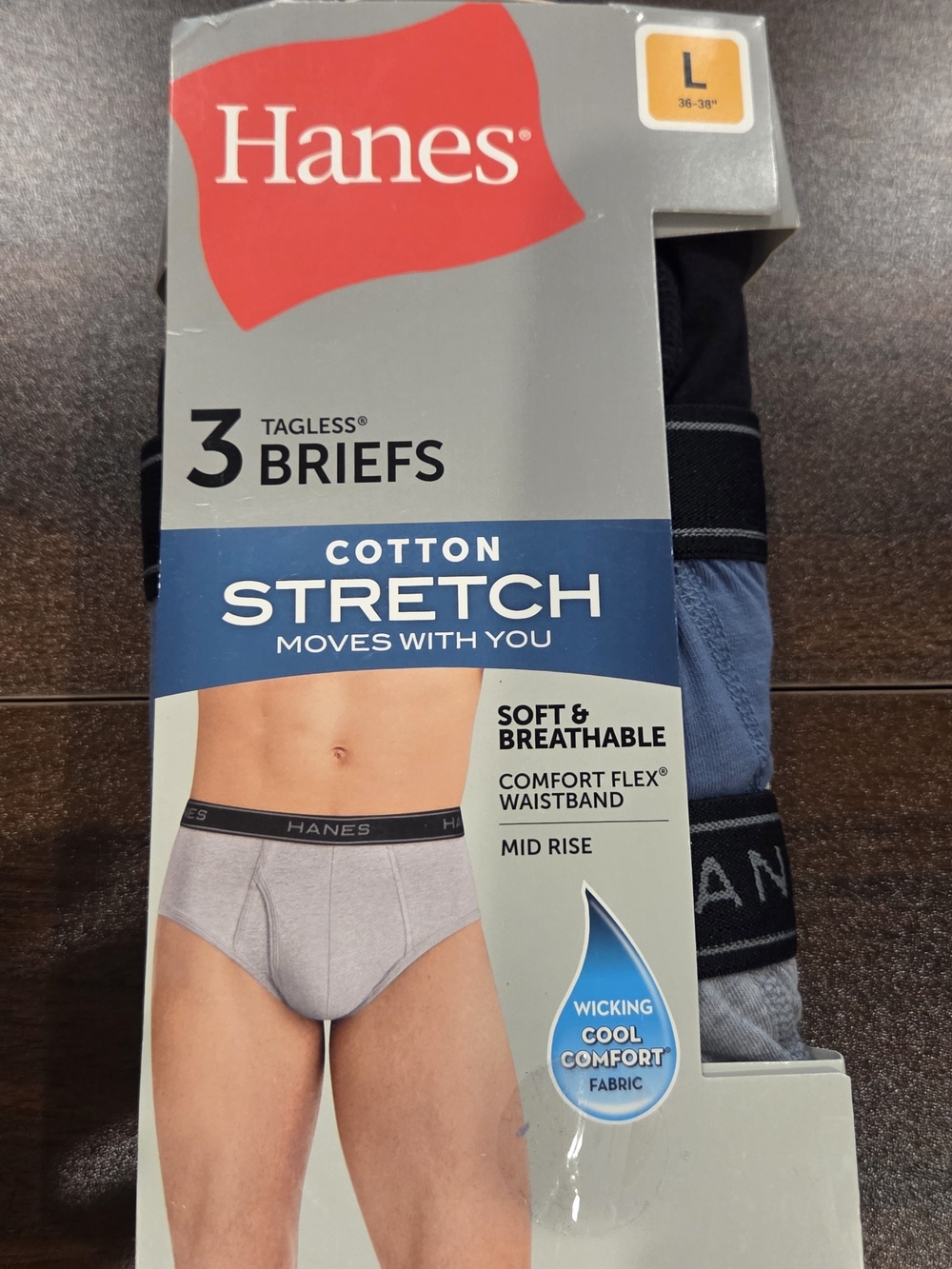 Hanes Cotton Stretch Briefs Men's Cotton Briefs Size Large NWT